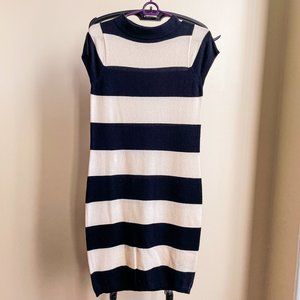 NWOT Club Monaco Black White Stripes Cashmere Sweater Winter Dress Size Small 4